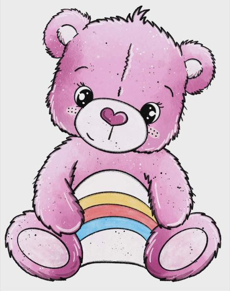 Hovedbilde Rosa Bamse - DTF Strykemerke