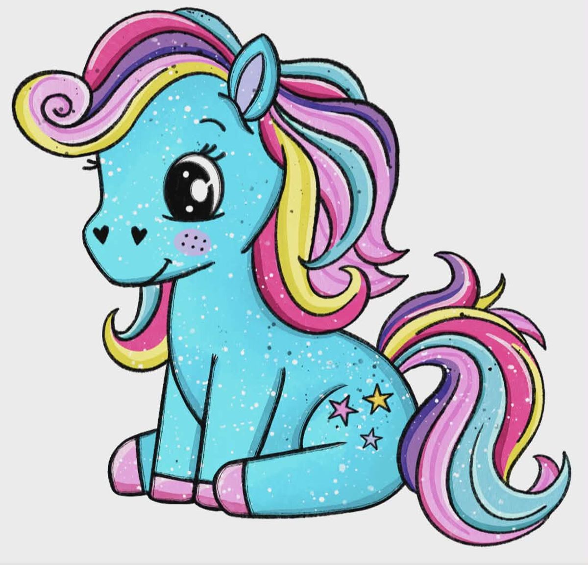 Blå Polly Ponni - DTF Strykemerke