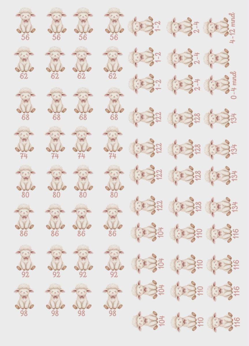 Roselam str. merker A4 ark - DTF strykemerker